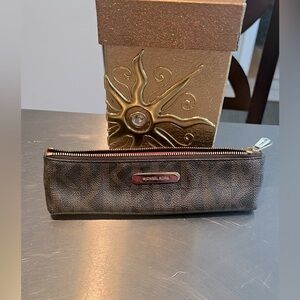 Michael Kors Leather Pencil Case/Makeup Case used
